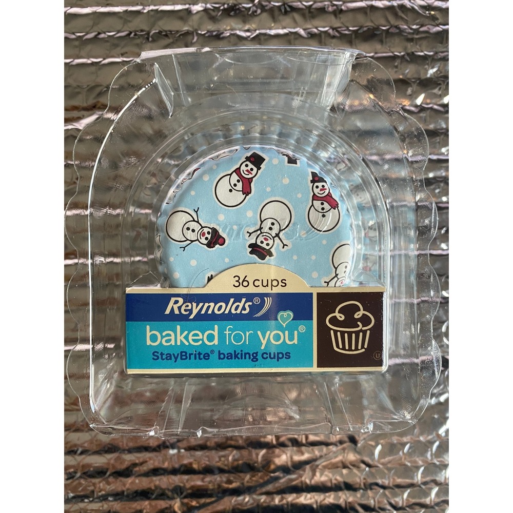 Reynolds StayBrite Baking Cups Christmas Snowman Blue Foil Liners 36ct Standard